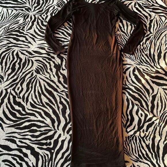Naked wardrobe women’s black bodycon long sleeve midi dress back plunge v size s - Picture 7 of 12